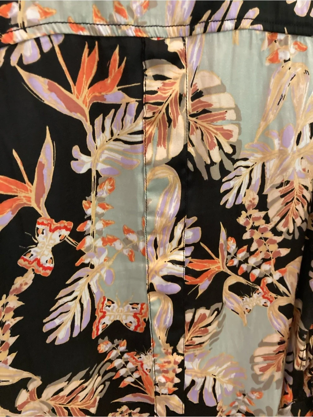 Free People Black Floral Button-Down Shirt with Mint and Coral Accents